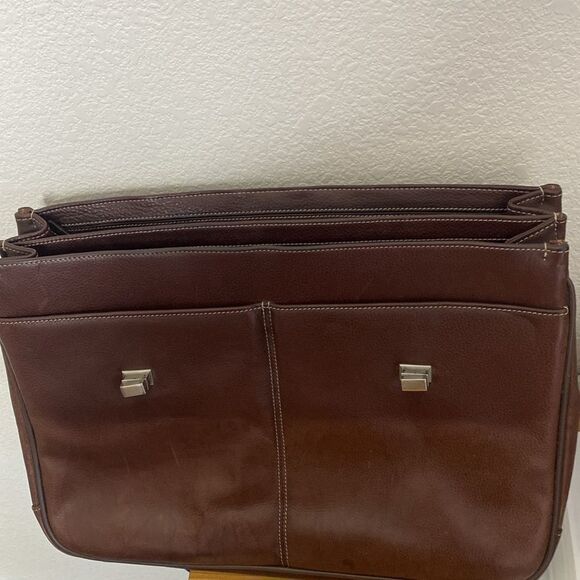 JOHNSTON AND MURPHY Brown Leather Briefcase - Picture 12 of 16